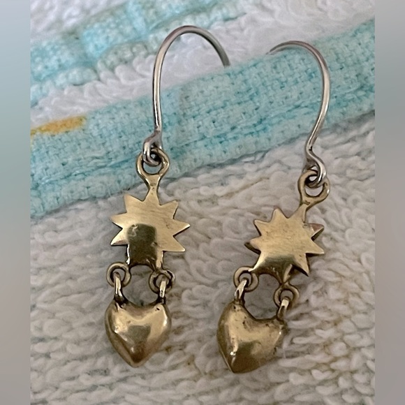 Waxing Poetic Jewelry Waxing Poetic Star Heart Brass Drop Earrings